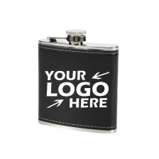 6 OZ Leather Cover Stainless Steel Hip Flask